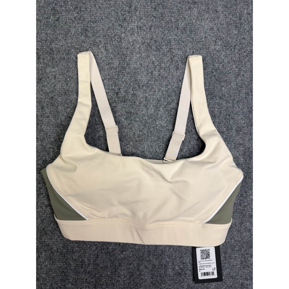 Women's Fabletics Adjustable Medium Impact Sports Bra Size Small New Almond